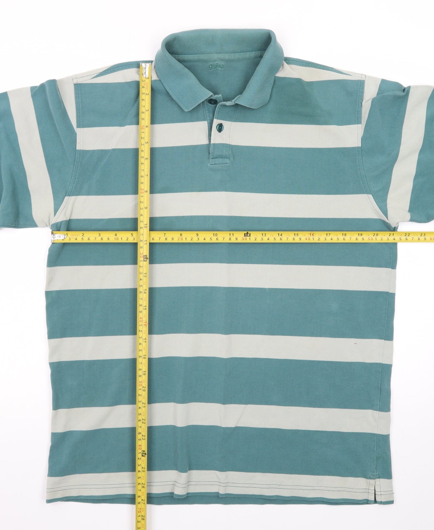 Guise Men's Blue Striped Long Sleeve Polo Shirt XL Cotton