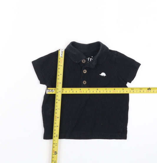 F&F Unisex Baby Black Polo Shirt 3-6 Months Cotton Dinosaur