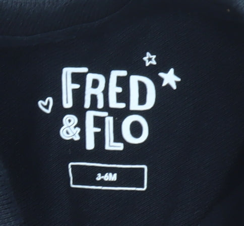 Fred & Flo Unisex Baby Black Polo Shirt 3-6 Months Cotton Dinosaur