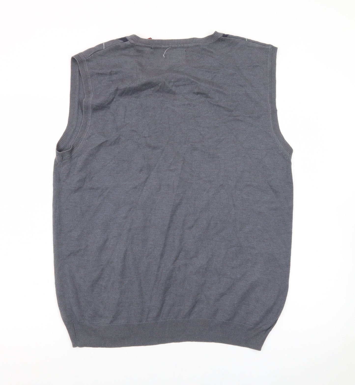 EZ's by Haggar Men's Grey Argyle Knit Sleeveless Vest Jumper M