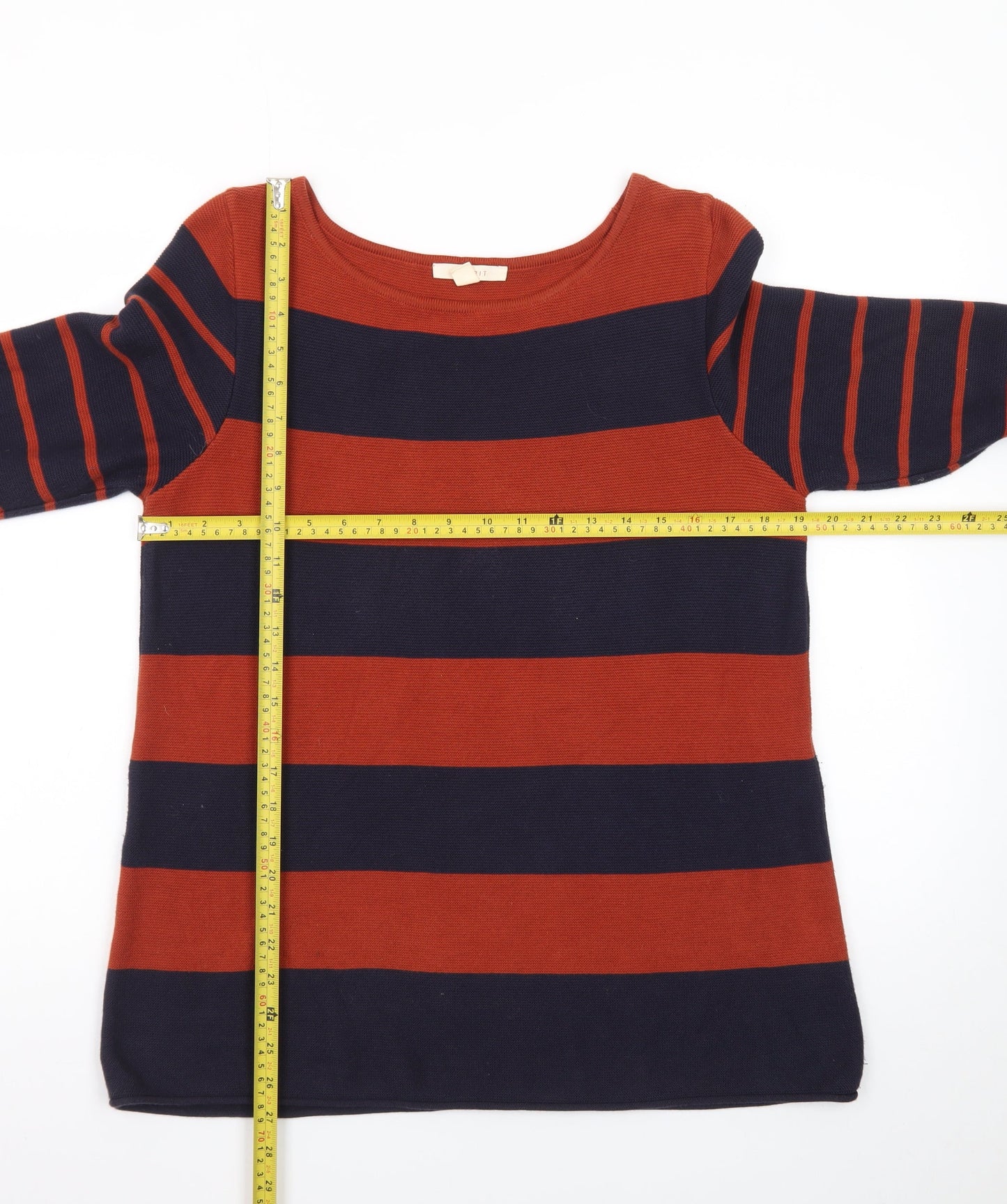 Esprit Women's Multicoloured Striped Cotton Pullover Jumper M