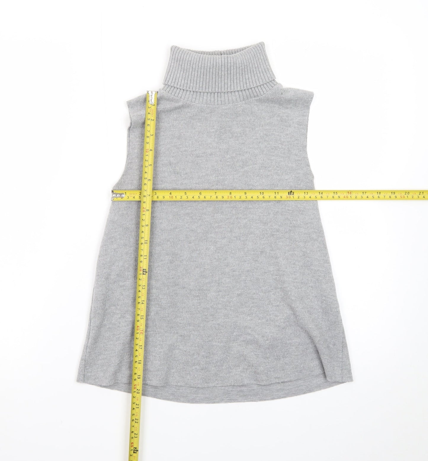 ZARA Women Grey Sleeveless Roll Neck Knit Pullover Jumper Size S