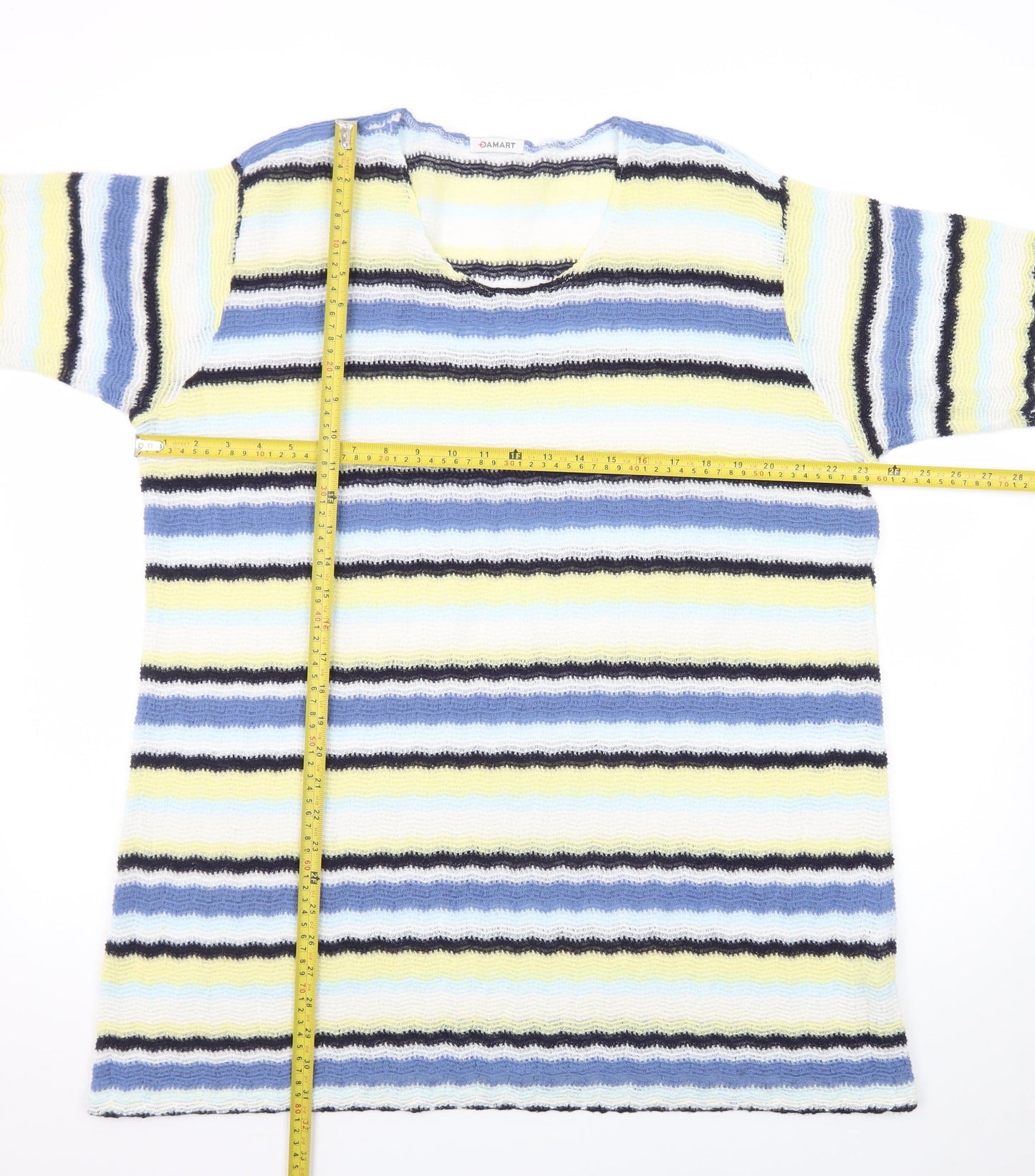 Damart Women's Multicoloured Striped Short Sleeve Knit Jumper Size 22/24