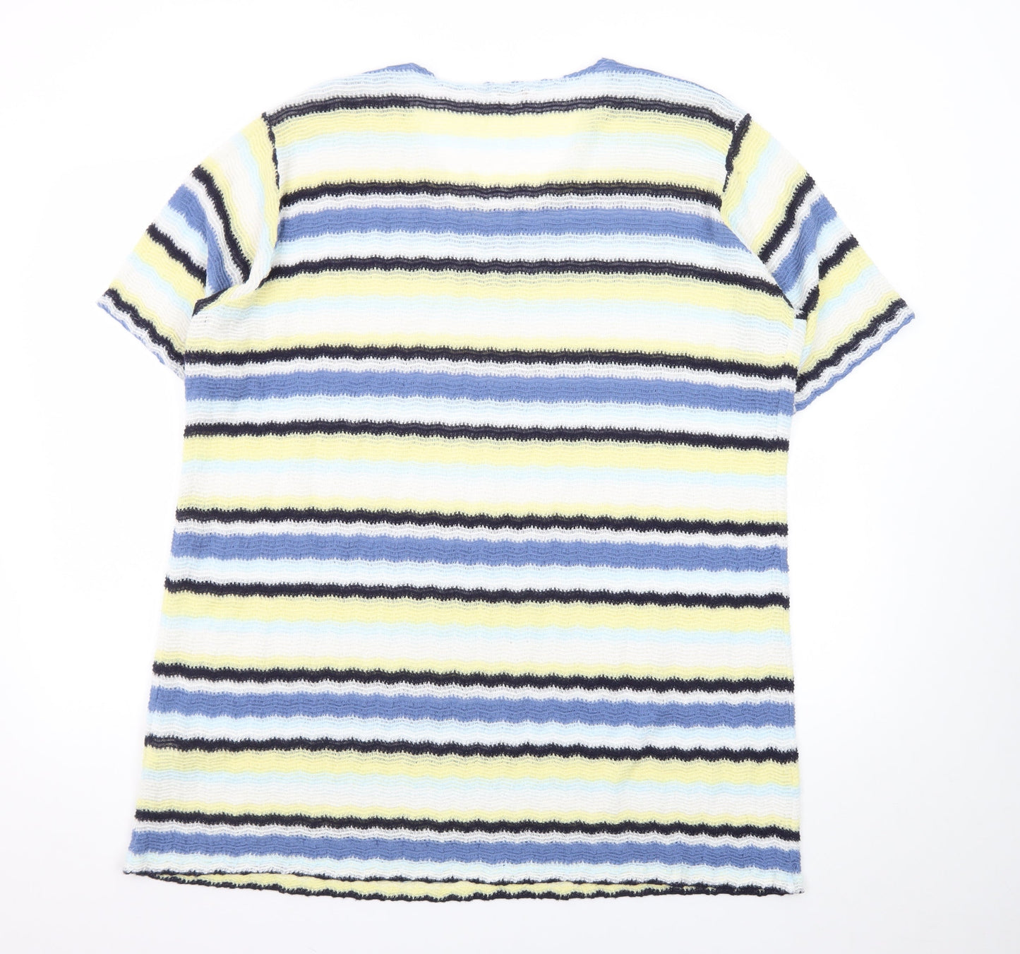 Damart Women's Multicoloured Striped Short Sleeve Knit Jumper Size 22/24