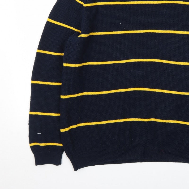 Additional view of Red Herring Men's Blue Striped Waffle Knit Crew Neck Jumper XL