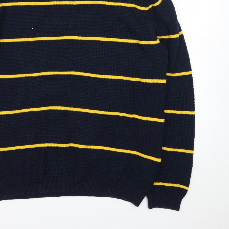 Additional view of Red Herring Men's Blue Striped Waffle Knit Crew Neck Jumper XL