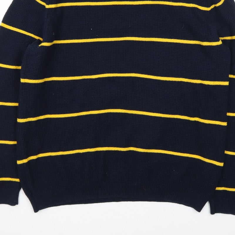Additional view of Red Herring Men's Blue Striped Waffle Knit Crew Neck Jumper XL