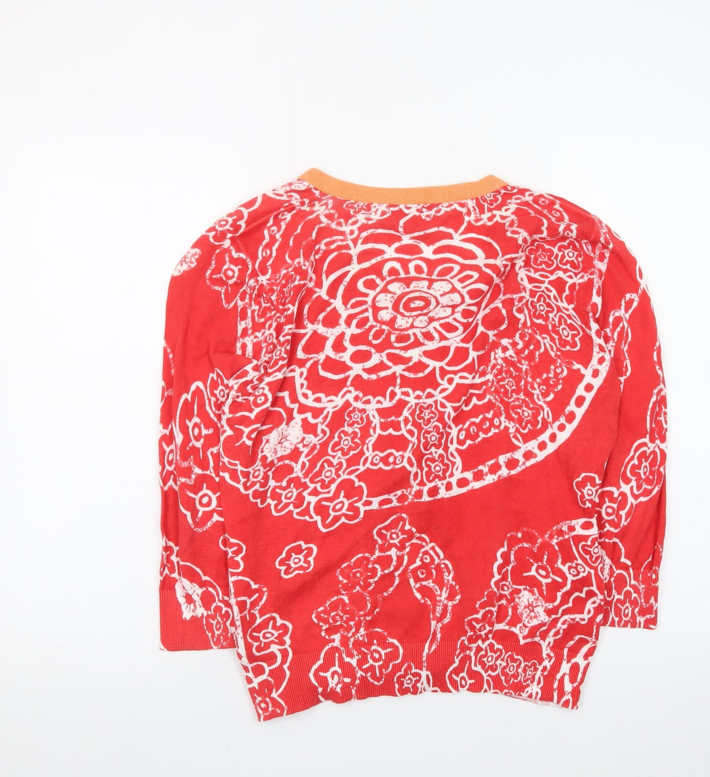 Marks and Spencer Women Red Floral Cardigan Size 16 Knit Button Front
