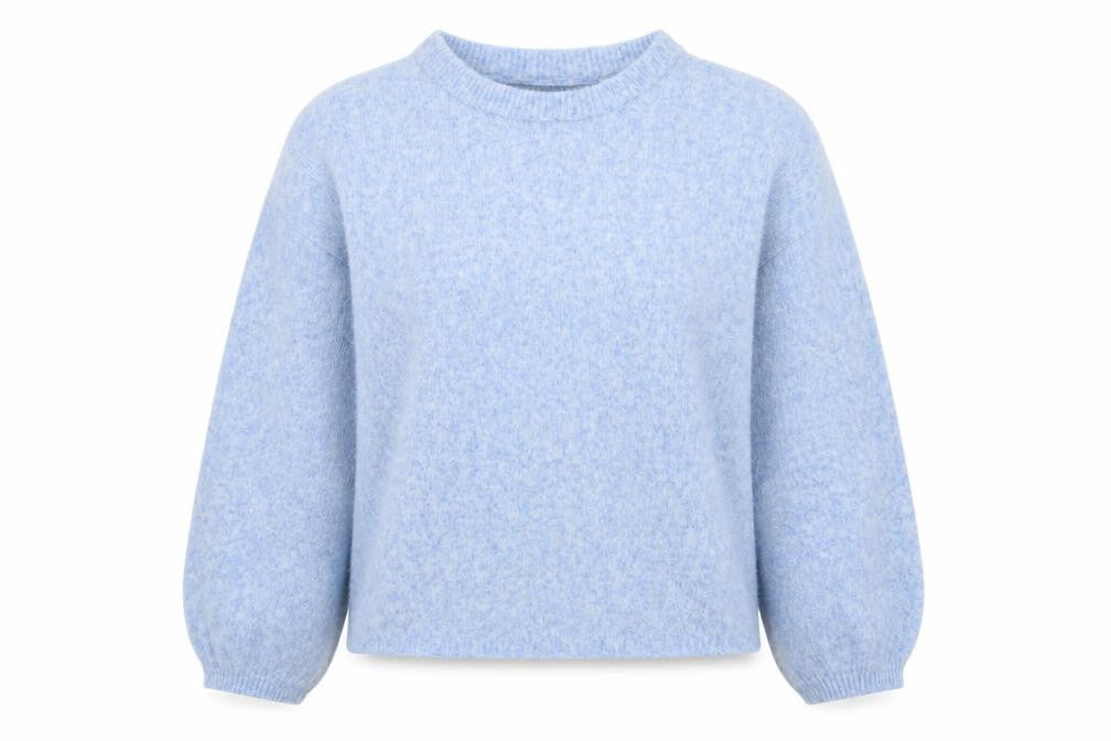 Bonmarché Women's Blue Crew Neck Wool Blend Pullover Jumper Size 14