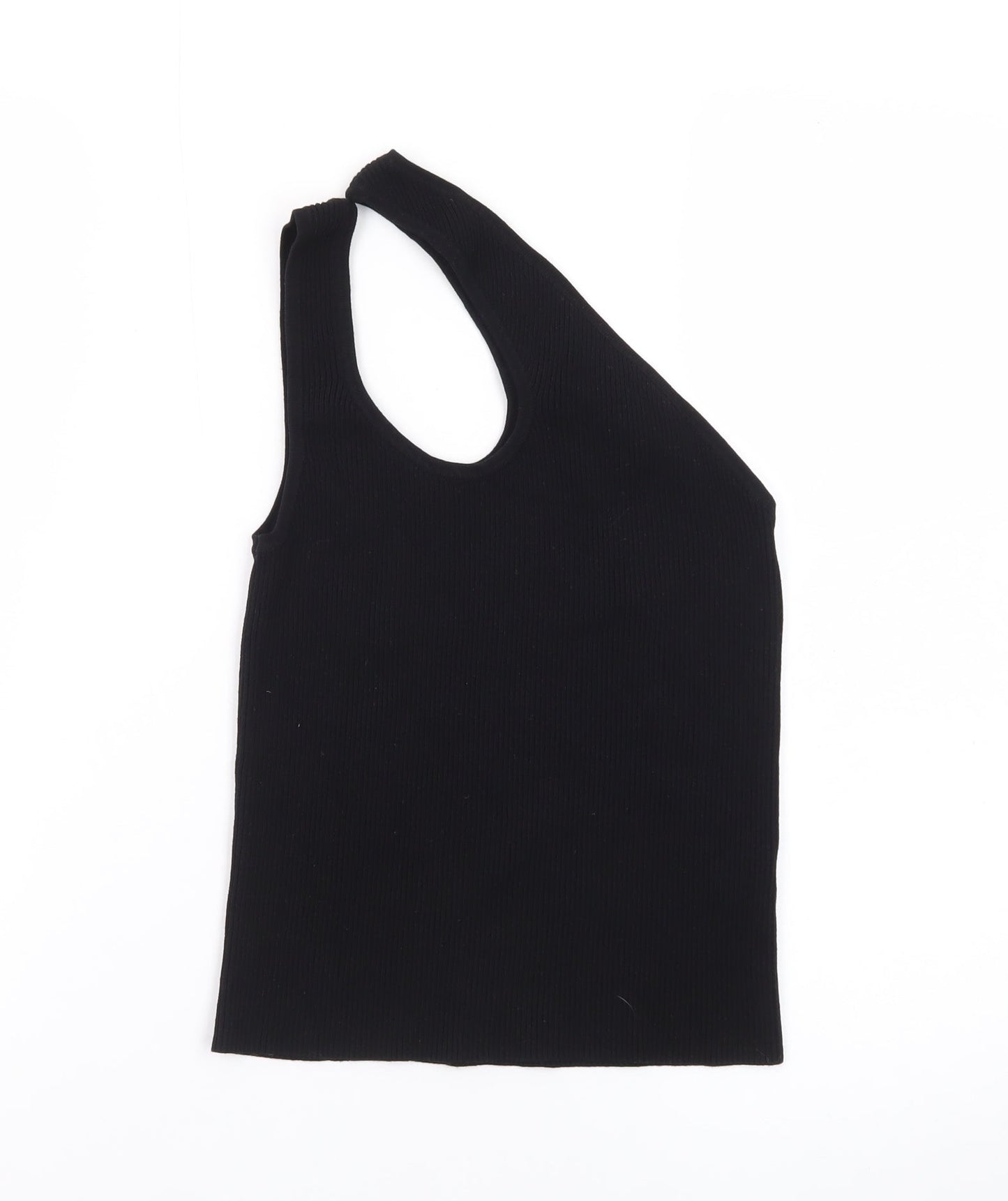 Collusion Women's Black One Shoulder Ribbed Tank Top Size 10