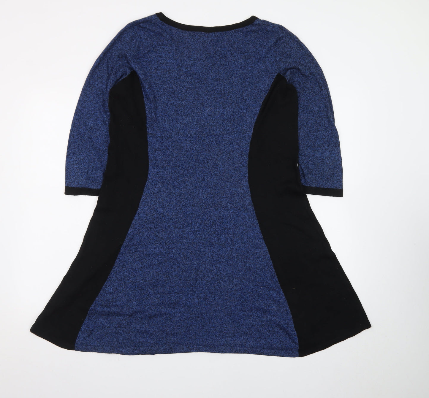 F&F Women's Blue Colourblock Fit & Flare Jersey Dress Size 14