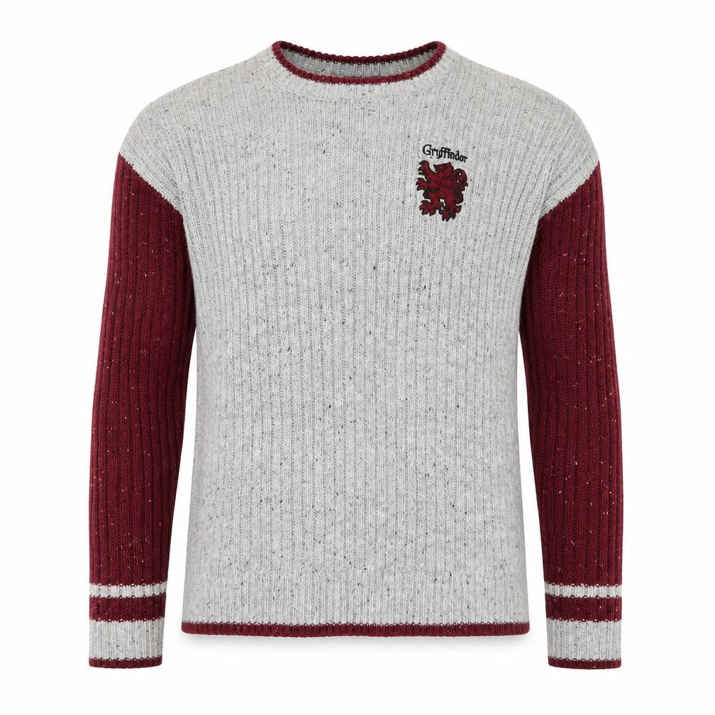 Harry Potter Unisex Grey Gryffindor Knit Jumper Size S Crew Neck