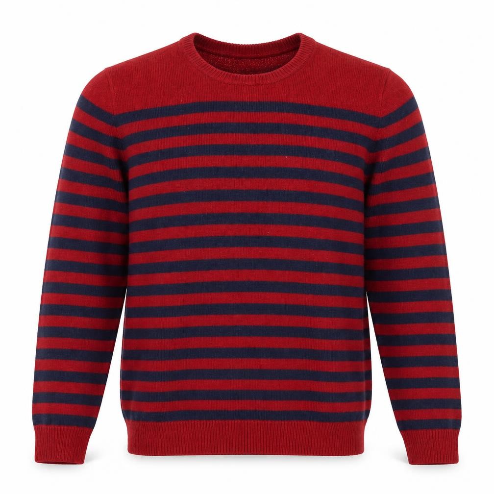 Front view of Rochas Men's Red Striped Crew Neck Knit Jumper, size S