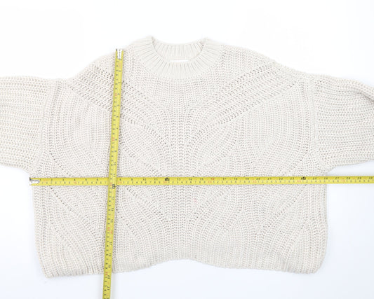 Apricot Womens Beige Crew Neck Chunky Knit Pullover Jumper UK 16