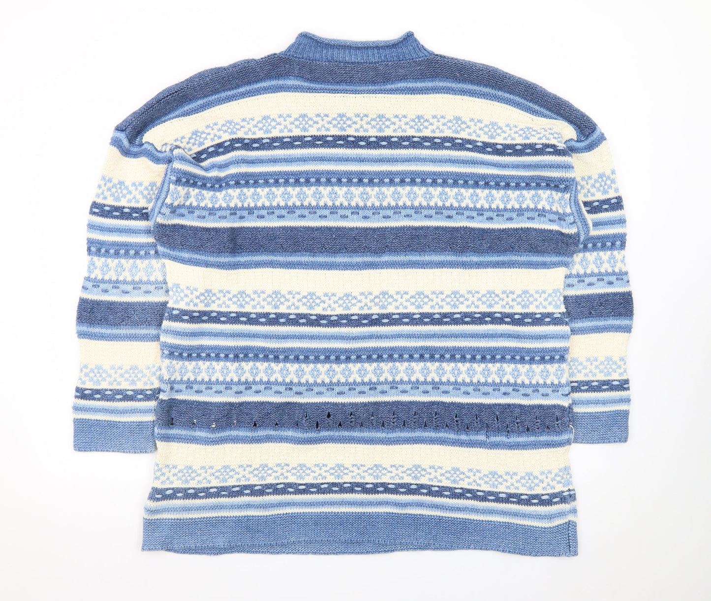 Next Womens Blue Fair Isle Wool Blend Crew Neck Jumper XL