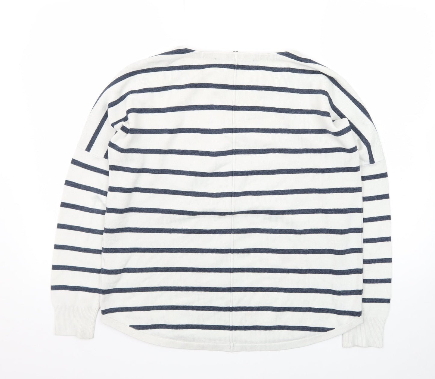 French Connection Women's White Striped Cotton Jumper XS