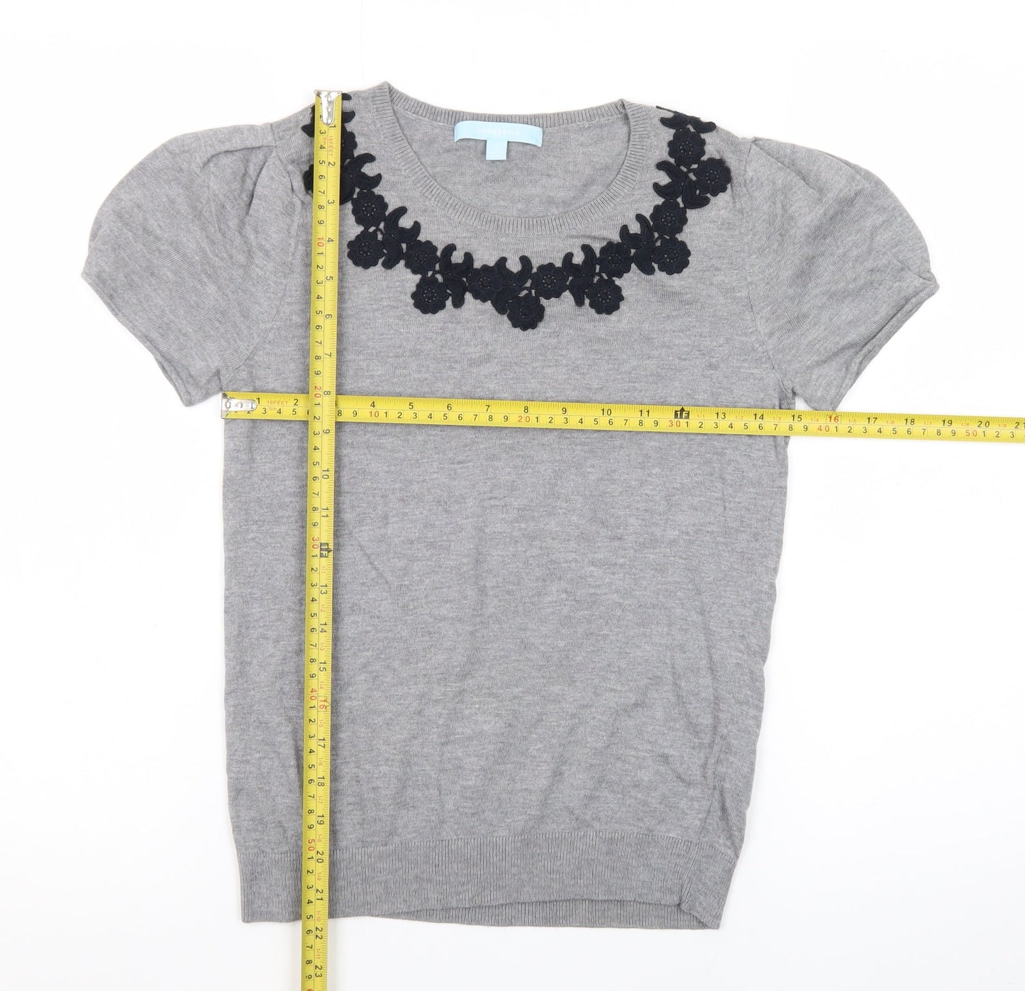 Aphorism Women’s Grey Short Sleeve Knit Jumper Size 10