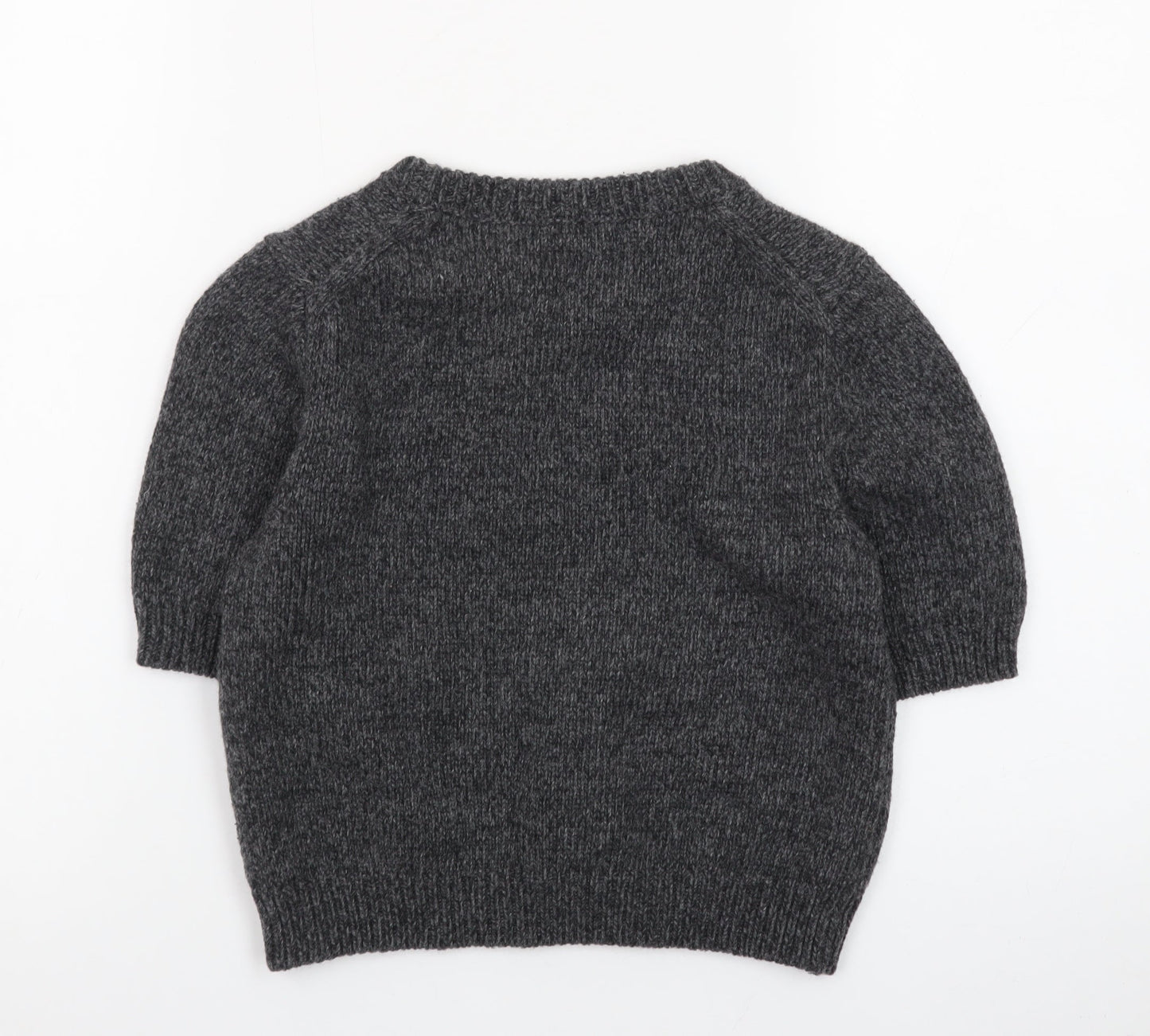Zara Women Grey Wool Blend Short Sleeve Crew Neck Jumper XS
