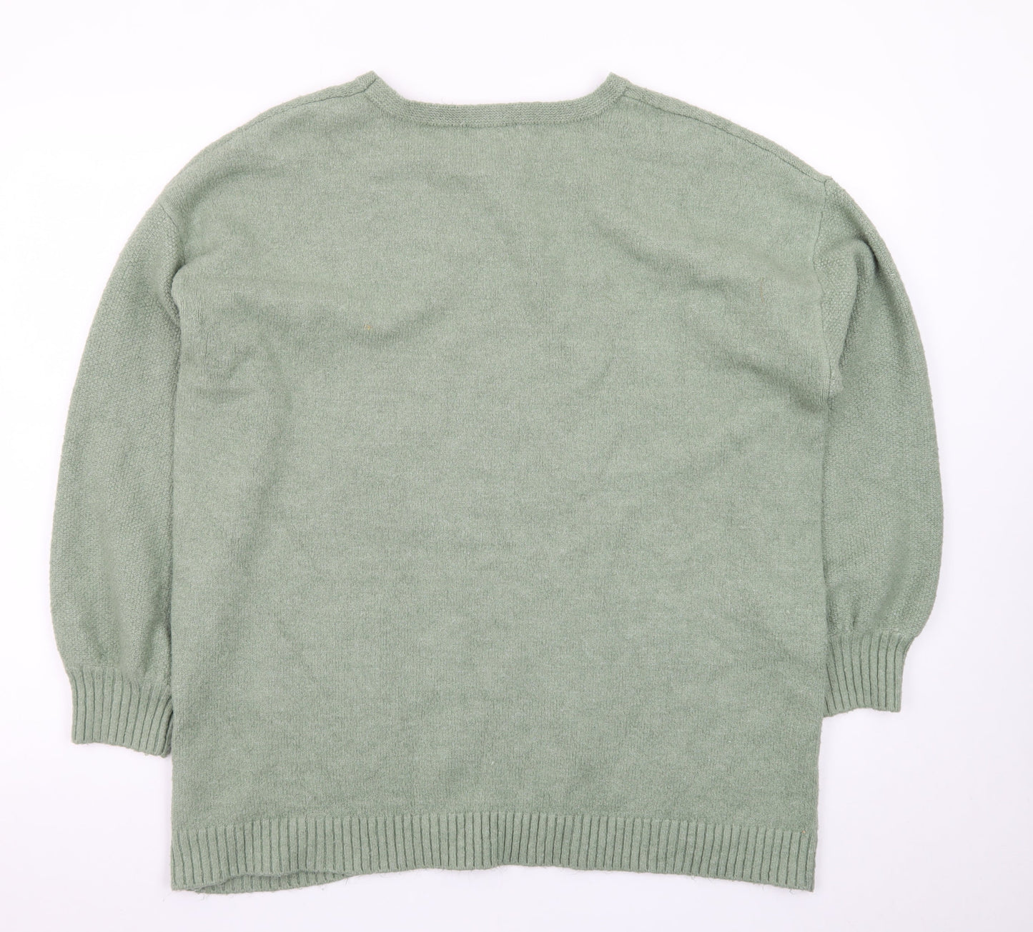 Monsoon Women's Green Floral Embroidered Wool Blend Jumper XL