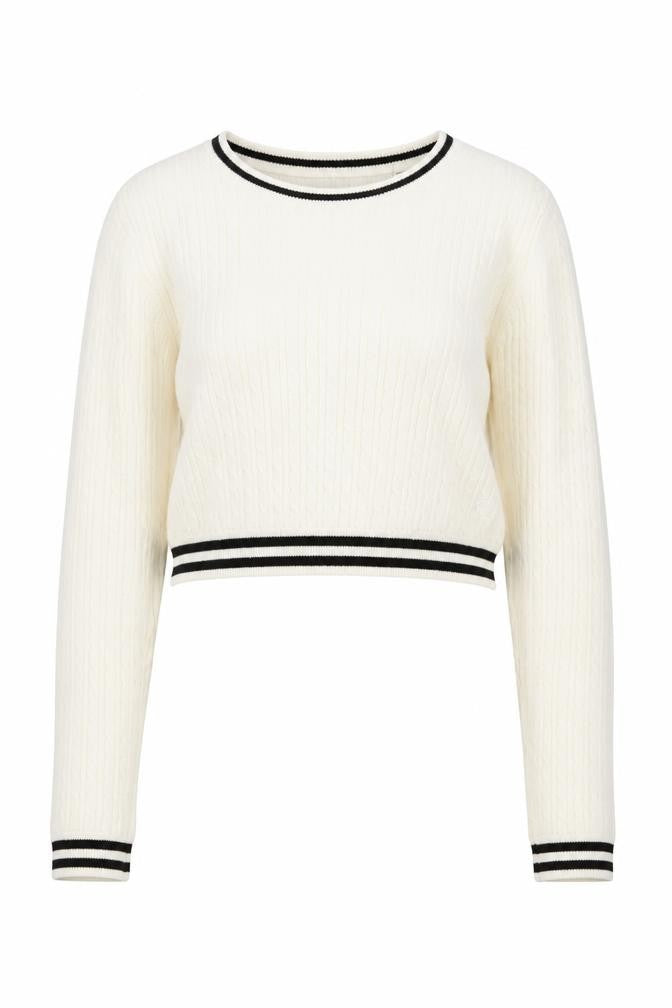 Jack Wills Women's Ivory Cable-Knit Crew Neck Jumper Size 10