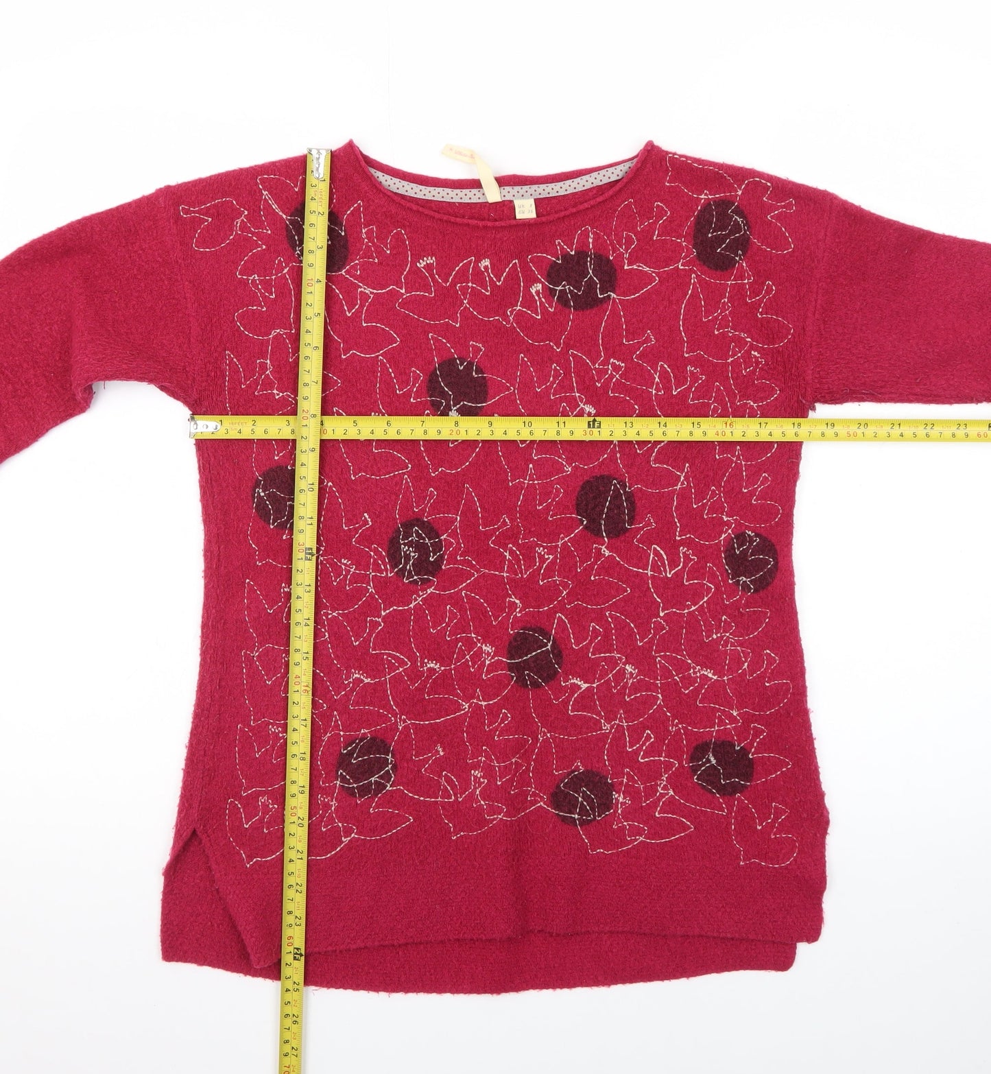 White Stuff Womens Red Floral Embroidered Jumper Size 8