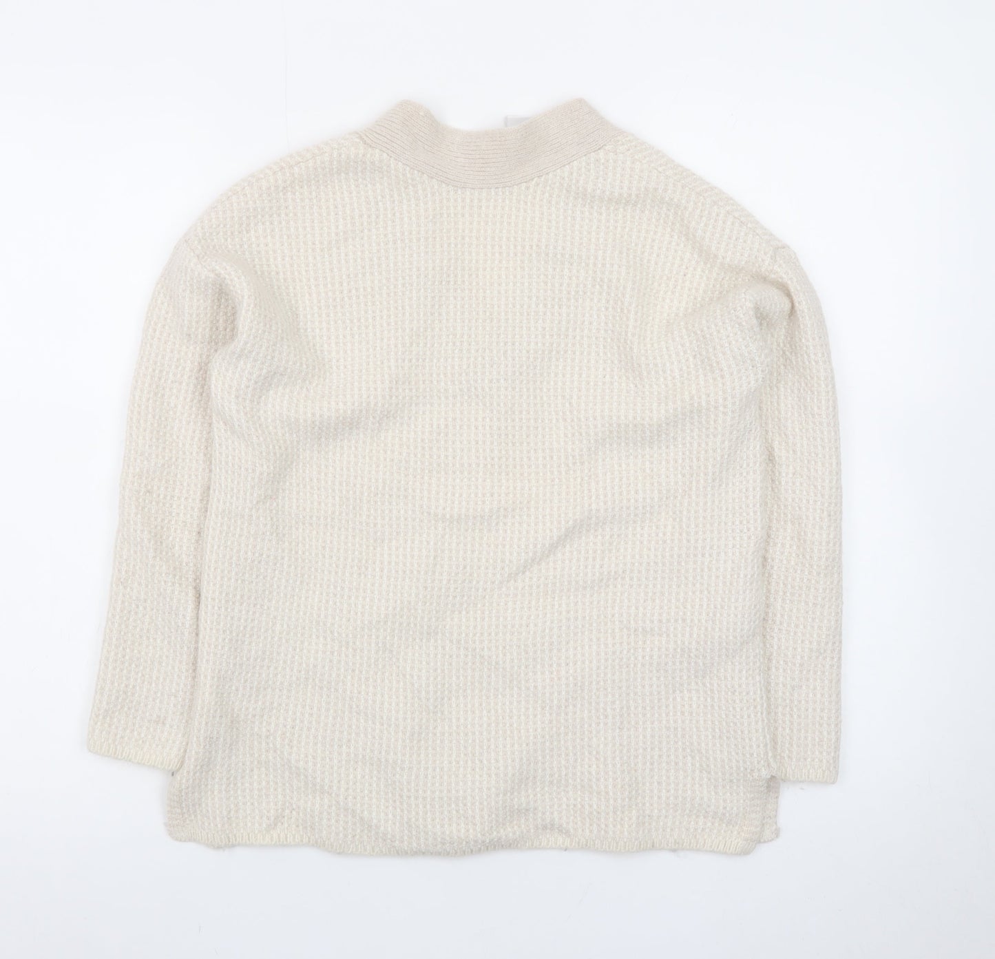 The White Company Women Beige Wool Alpaca V-Neck Knit Jumper S