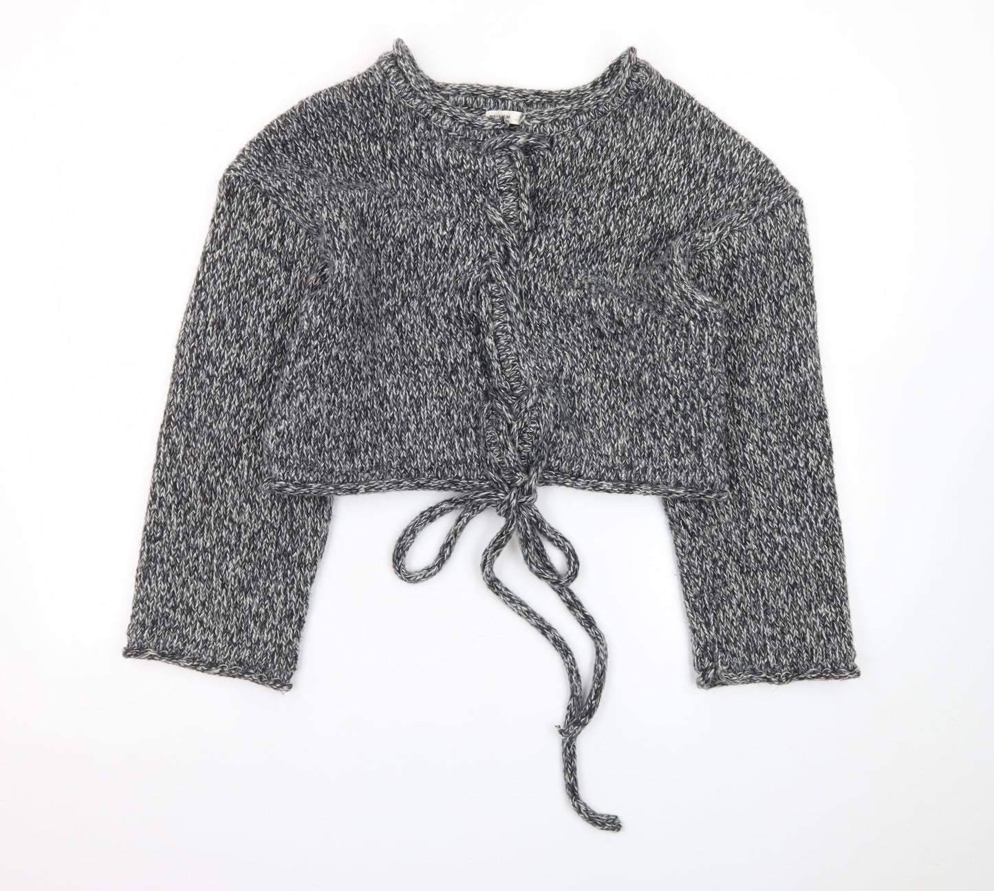 Pull&Bear Women’s Grey Chunky-Knit Tie Front Cardigan Size S