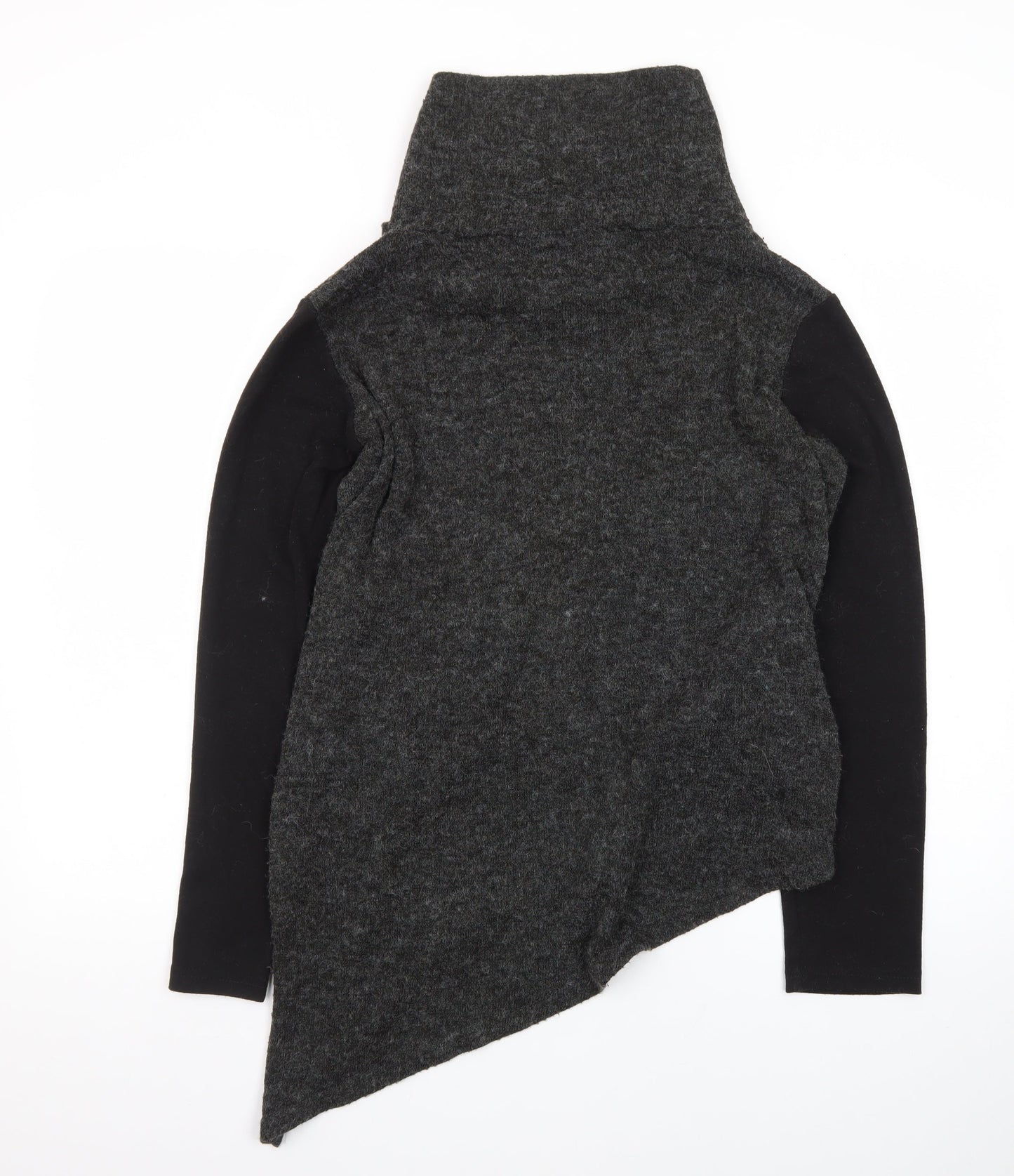 Forgotten Tribes Women Charcoal Black Asymmetrical Roll Neck Jumper Size S