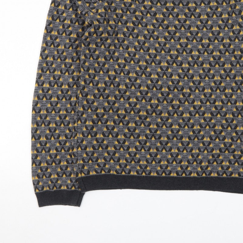 Additional view of Topman Men's Grey Geometric Knit Crew Neck jumper, size S