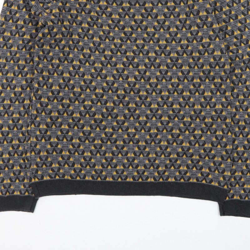 Additional view of Topman Men's Grey Geometric Knit Crew Neck jumper, size S