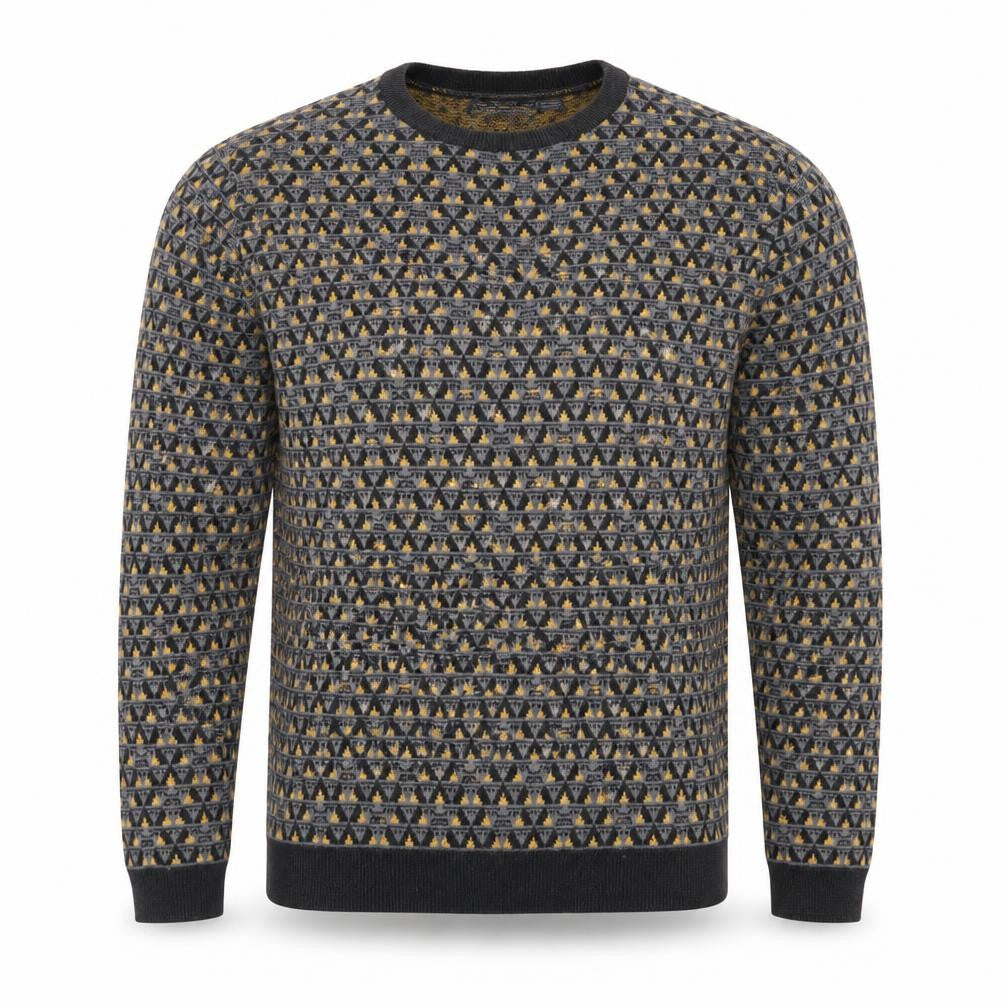 Front view of Topman Men's Grey Geometric Knit Crew Neck jumper, size S