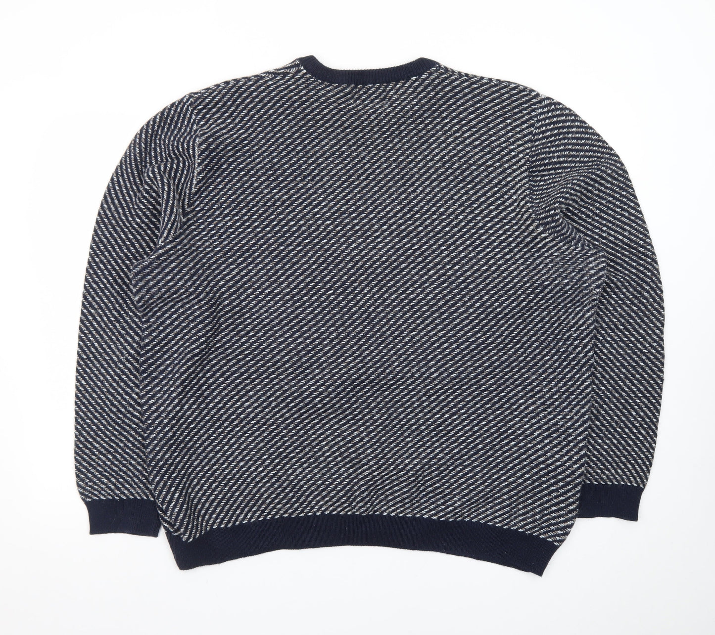 Limited Edition Men's Blue Cotton Blend Crew Neck Pullover XXL