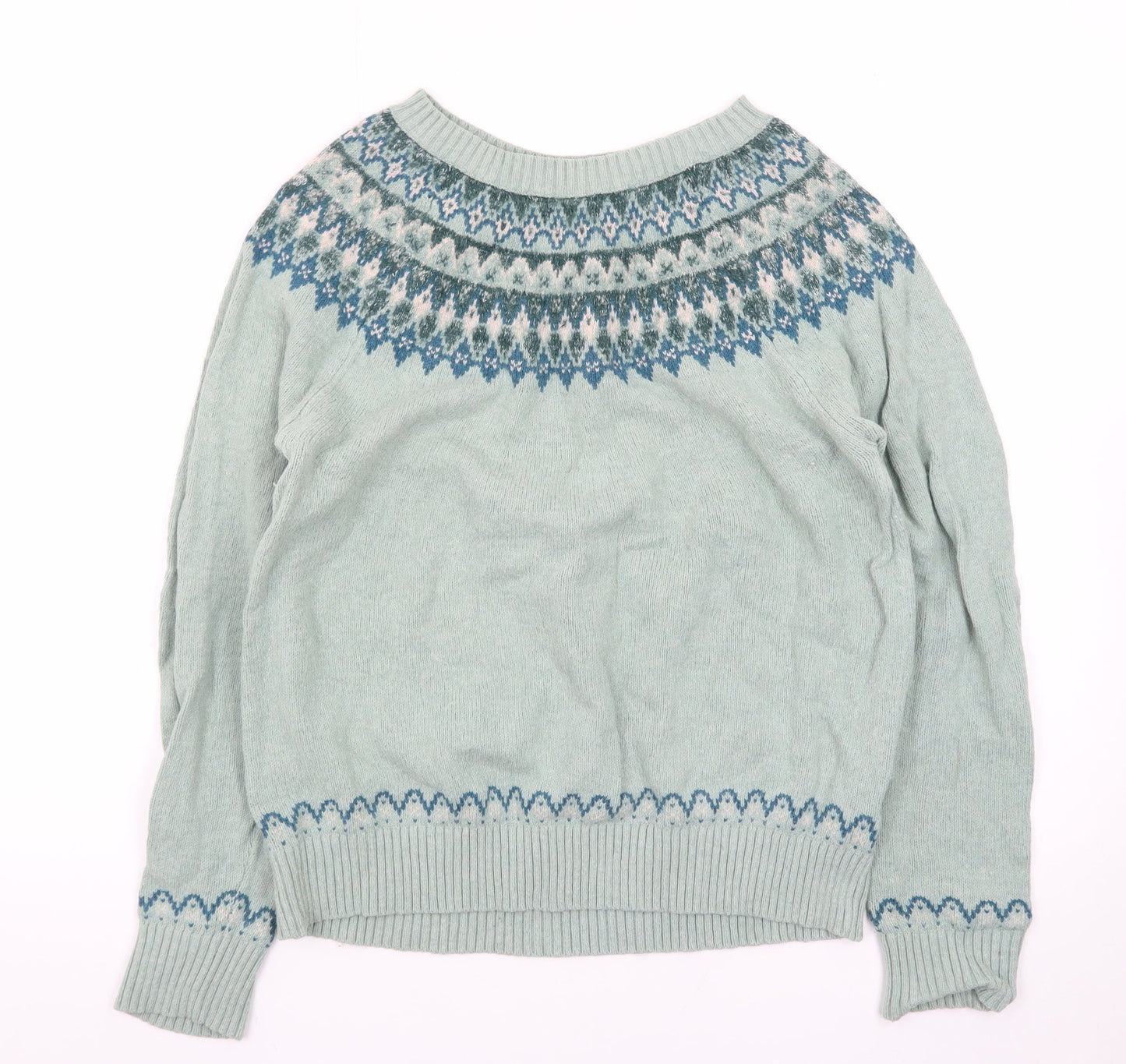 Fat Face Women’s Green Fair Isle Knit Jumper Size 12