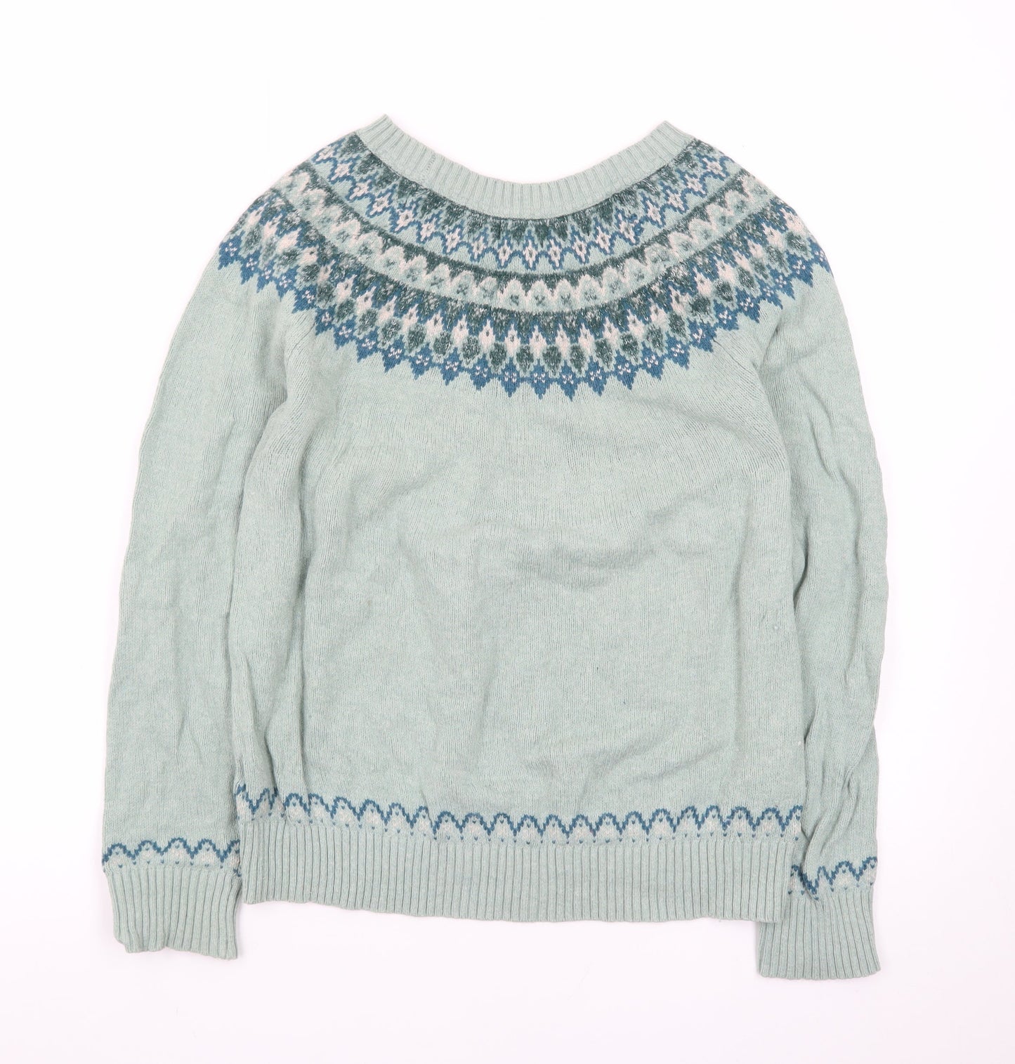 Fat Face Women’s Green Fair Isle Knit Jumper Size 12