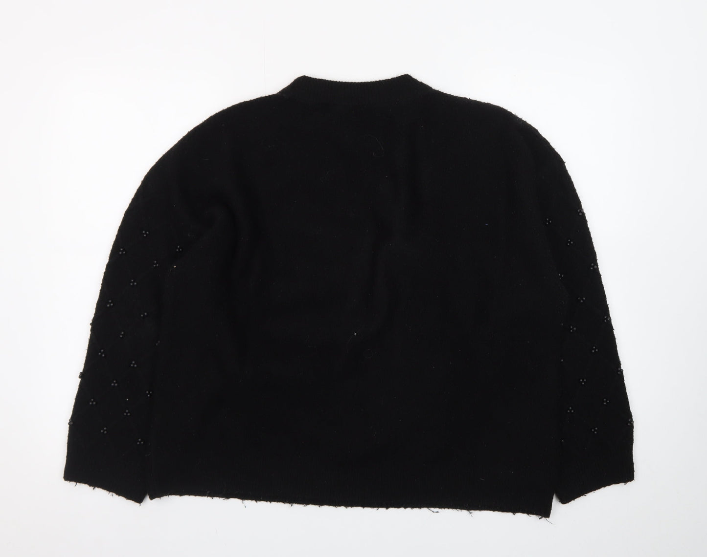 Marks and Spencer Womens Black Wool Beaded Pullover Jumper Size L