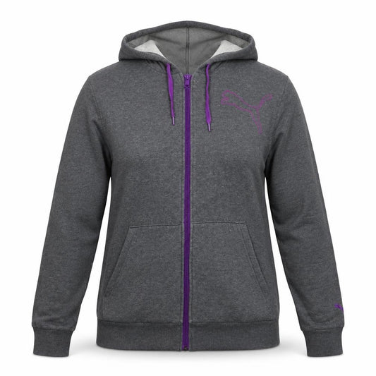 Puma Women Grey Full Zip Hoodie XL Cotton Blend Casual Sportswear