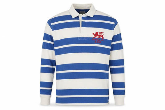 American Eagle Outfitters Men's Blue & Ivory Striped Long Sleeve Polo XL