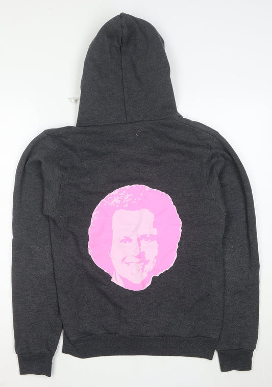 American Apparel Womens Dark Grey Full Zip Hoodie Size S Cotton Blend Graphic