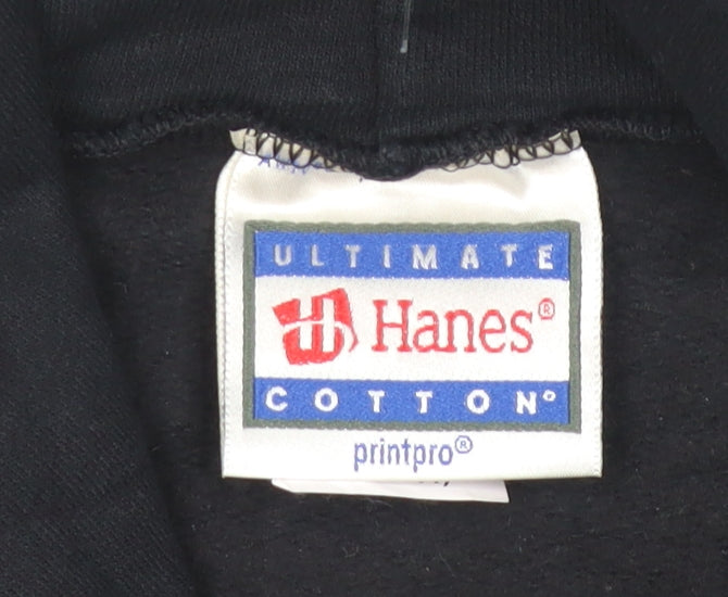 Hanes Mens Black Pullover Hoodie L Sports Graphic Sharks Vintage
