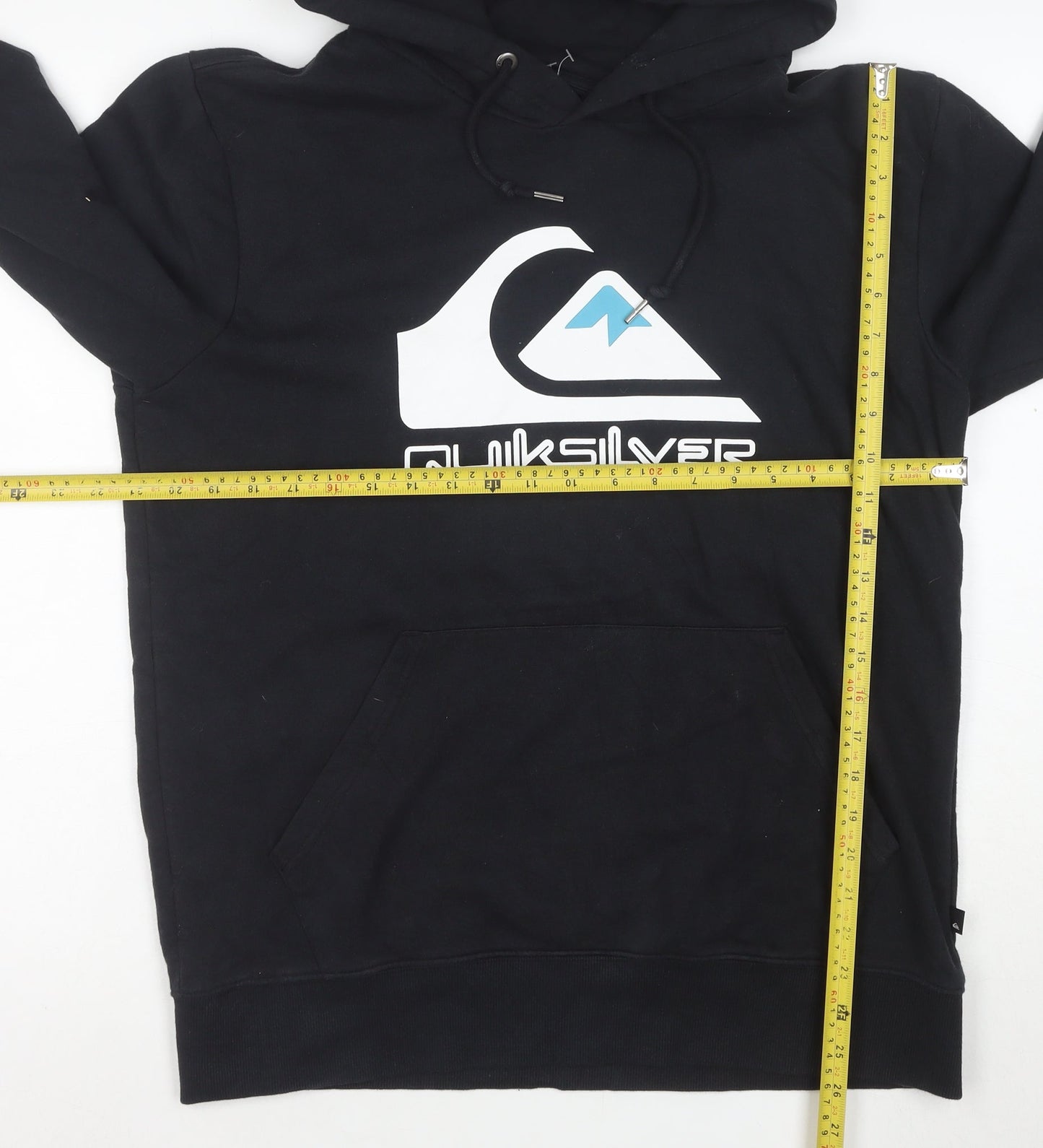 Quiksilver Mens Black M Pullover Hoodie Logo Fleece Sweatshirt