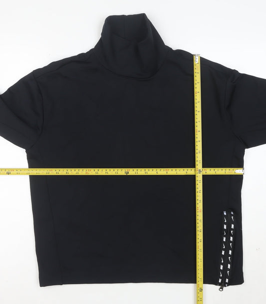 Nike Men's Black S High Neck Zip Detail Sports Sweatshirt