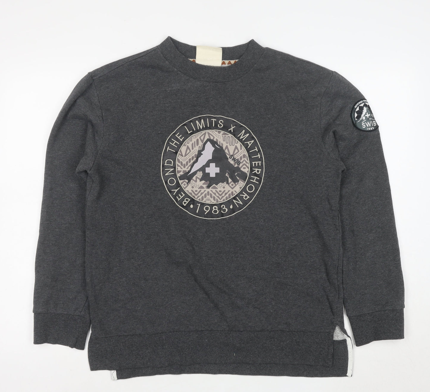 SWIB Men's Grey Crew Neck Graphic Sweatshirt M Outdoor Style