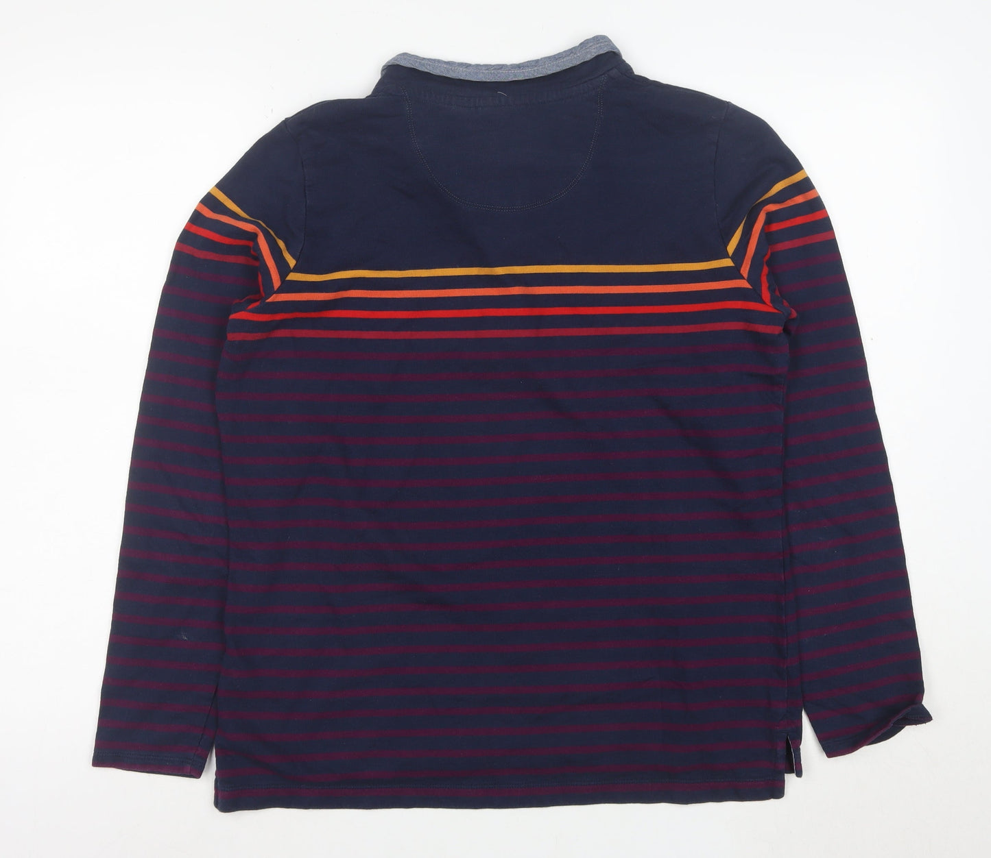 L.L.Bean Men's Blue Striped Henley Sweatshirt M Long Sleeve Cotton