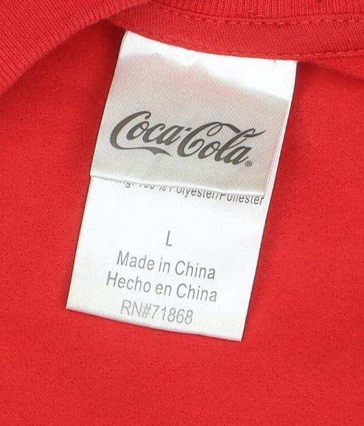 Coca-Cola Mens Red L Christmas Polar Bear Pullover Sweatshirt