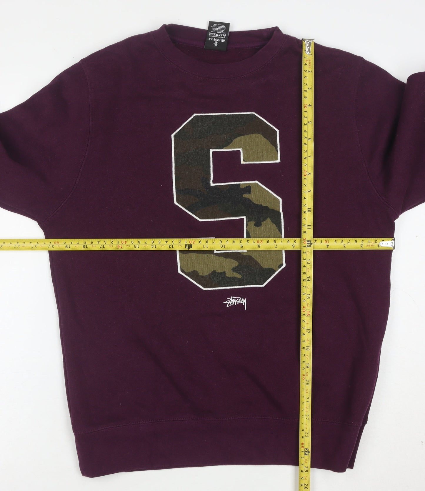 Stussy Men's Purple Crew Neck Sweatshirt Small Camo S Graphic Pullover