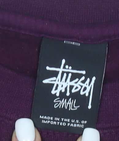 Stussy Men's Purple Crew Neck Sweatshirt Small Camo S Graphic Pullover
