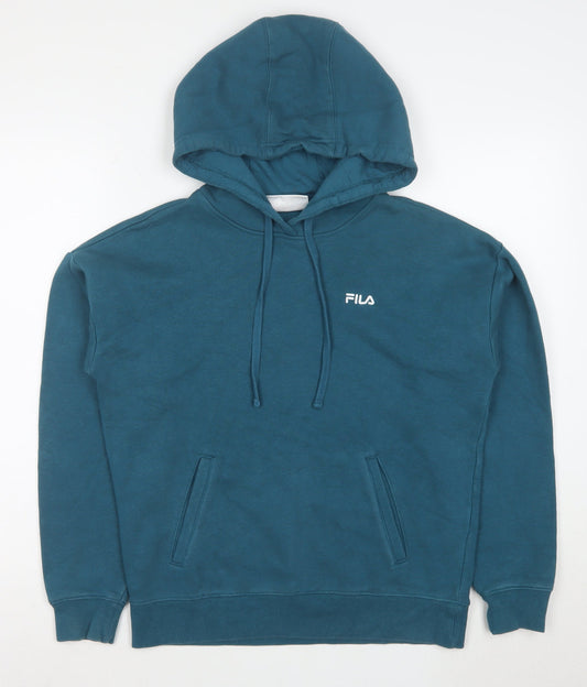 FILA Mens Blue Pullover Hoodie Size S Regular Fit Hooded Sweatshirt