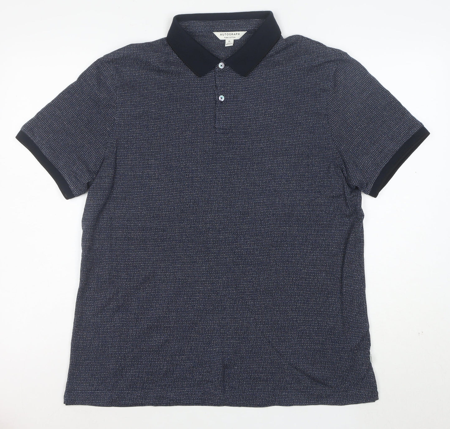 Marks and Spencer Autograph Men's Blue Geometric Polo Shirt XL
