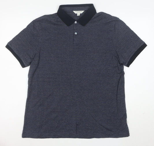 Marks and Spencer Autograph Men's Blue Geometric Polo Shirt XL