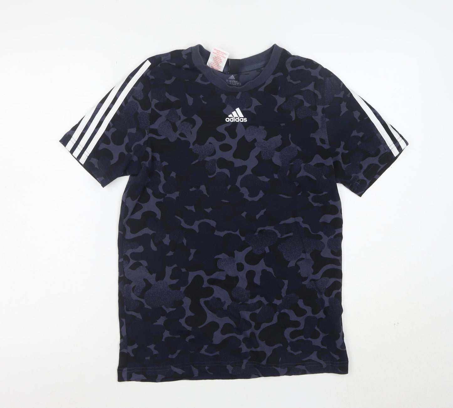 adidas Boys Blue Camouflage Short Sleeve Sports T-Shirt 13-14 Years